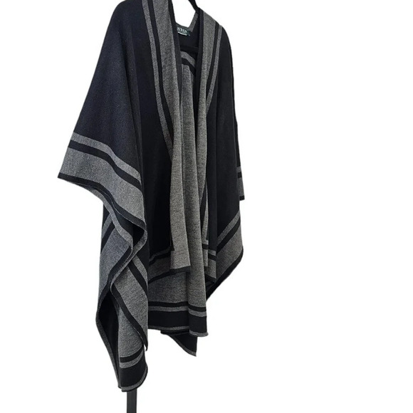 Ralph Lauren Womens Shawl Wrap Gray Draped Open Front  One Size Poncho Cardigan - Picture 5 of 9